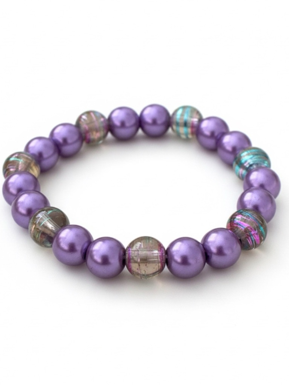 Violet Current: Studio Series Purple Stretch Bracelet with Glass Accents